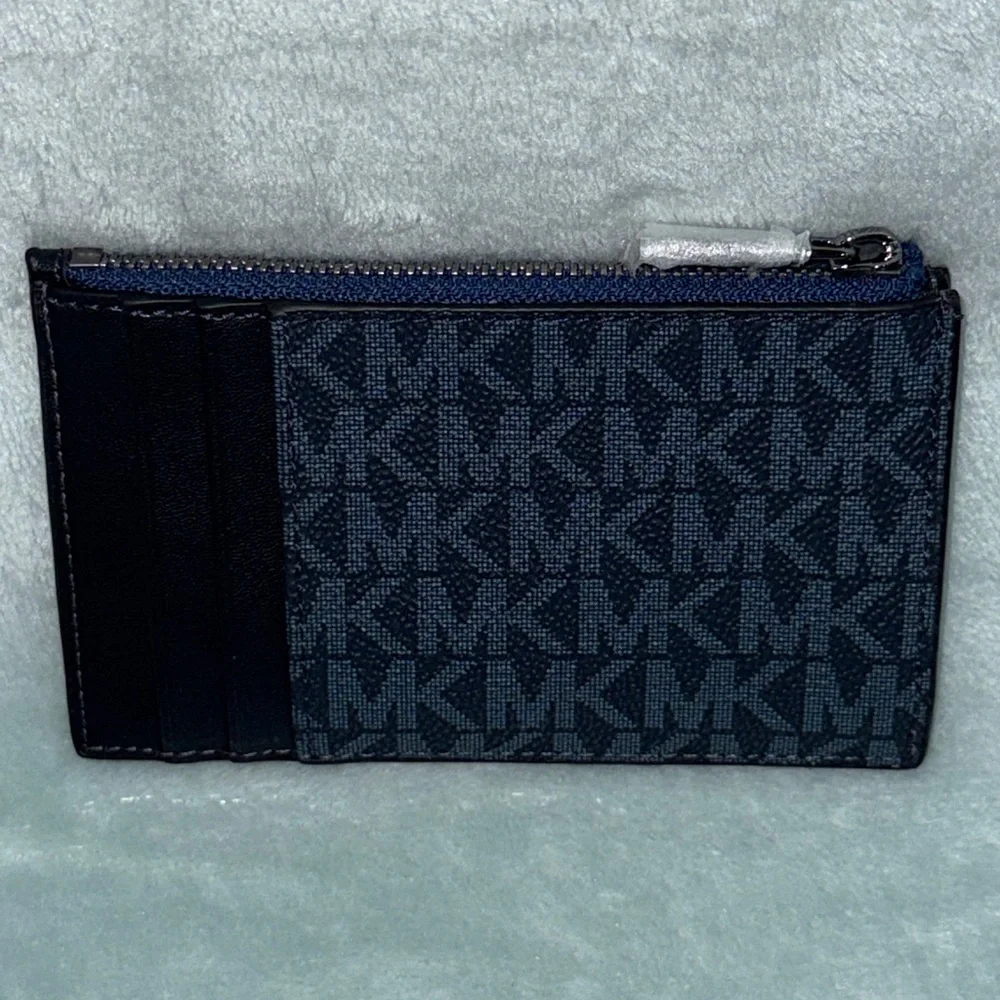 Michael Kors Monogram Admiral Blue Slim Zip Wallet